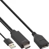 InLine HDMI V į DisplayPort J keitiklio laidas, 4K, juodas/auksinis, 0,3 m