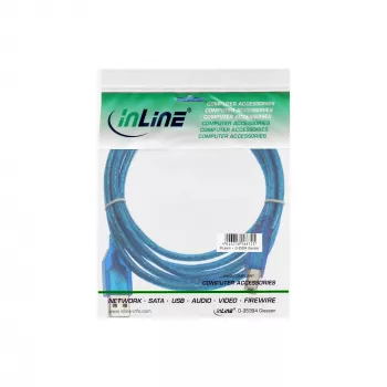 InLine USB 2.0 laidas Tipas A kištukas / Tipas B mėlynas permatomas 3 m