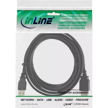USB 2.0 ilginimo laidas Type A kištukas/patele InLine 34603B juodas 3m