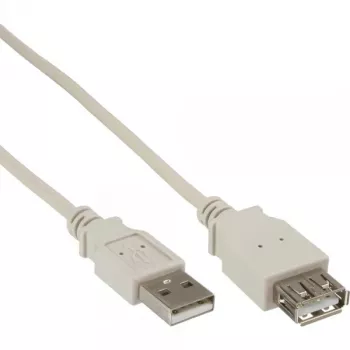 USB 2.0 prailginimo laidas, A tipo kištukas / lizdas, InLine 34633, smėlio spalvos, 0,3 m