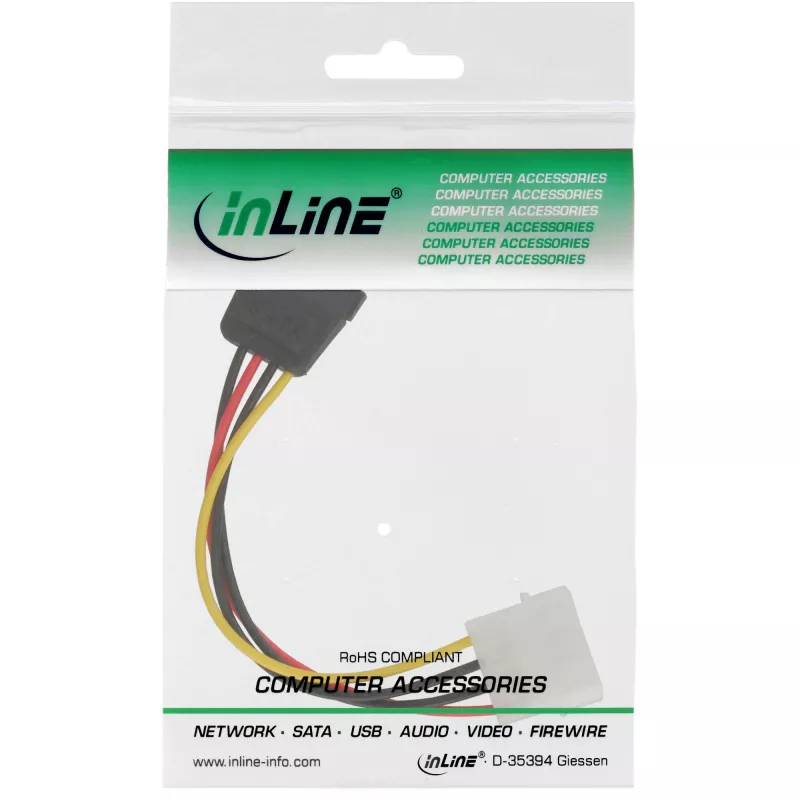 InLine SATA maitinimo laidas 1x 5,25 col. / SATA 0,15 m