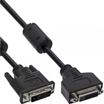 InLine DVI-D kabelis 24+1 M/F, Dual Link, 2 ferito šerdys, 5 m