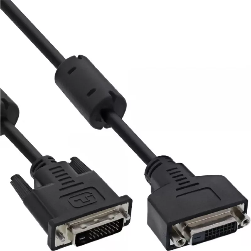 InLine DVI-D kabelis 24+1 M/F, Dual Link, 2 ferito šerdys, 5 m