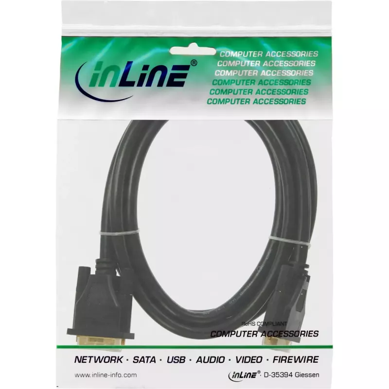 InLine DVI-D laidas Premium 24+1 kištukas / kištukas Dual Link paauksuotas 20m