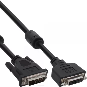 InLine DVI-D laidas 24+1 M/F, dual link, 2 ferito šerdys, 2 m