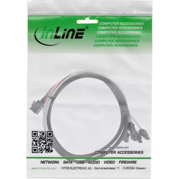 InLine Mini SAS HD laidas SFF-8643 į 4x SATA + Sideband 0,5 m