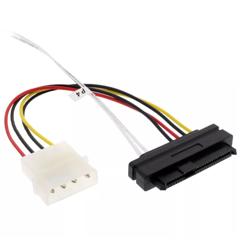 InLine Mini SAS HD laidas, SFF-8643 kampinis į 4x SFF-8482 + maitinimas, 1 m
