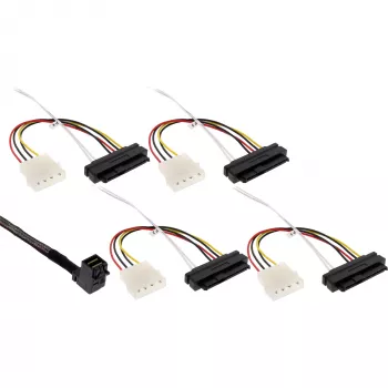 InLine Mini SAS HD laidas, SFF-8643 kampuotas į 4x SFF-8482 + maitinimas, 0,5 m