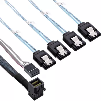 InLine Mini SAS HD laidas SFF-8643 kampuotas į 4x SATA + Sideband 1m