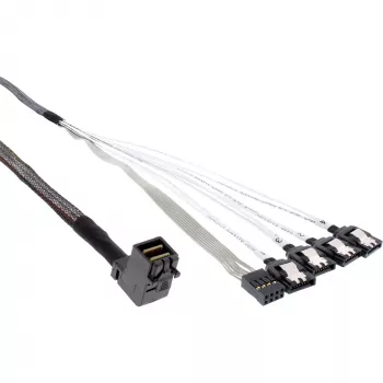 InLine Mini SAS HD laidas SFF-8643 kampuotas į 4x SATA + šoninė juosta 0,5 m