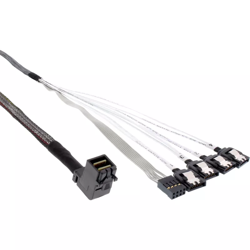 InLine Mini SAS HD laidas SFF-8643 kampuotas į 4x SATA + šoninė juosta 0,5 m