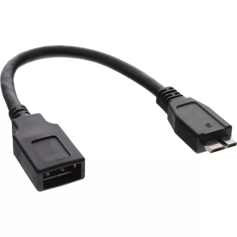 „InLine“ USB 3.0 OTG adapterio laidas, Micro B kištukas į USB Type A patelę, 0,15 m