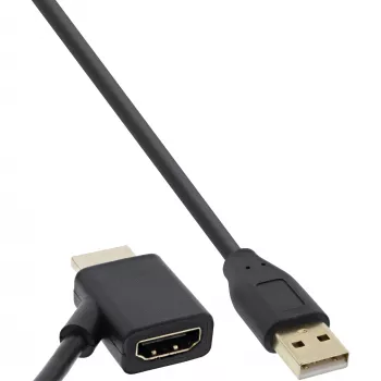 InLine HDMI adapteris V / K su USB-A maitinimo injektoriumi 0,5 m