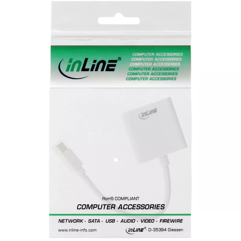 InLine Mini DisplayPort kištukas / DVI-D 24+1 adapterio lizdas baltas, 0,15 m