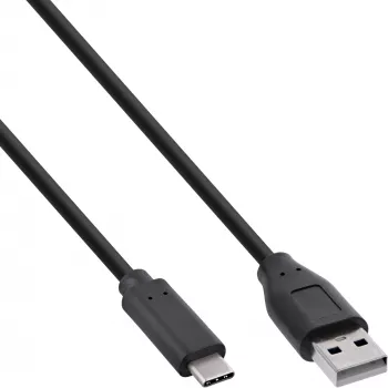 InLine USB 2.0 kabelis, USB-C kištukas / USB-A kištukas, juodas, 5 m