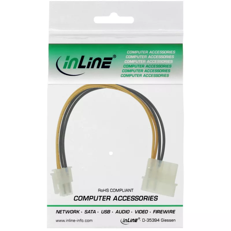InLine pagrindinės plokštės maitinimo kabelio adapteris 5.25 colio / 4 kontaktų 12 V 0.20 m