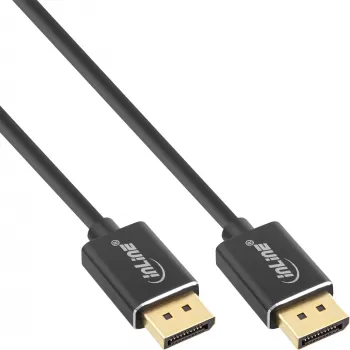 InLine DisplayPort 1.4 kabelis plonas, 8K4K, juodas, auksuoti kontaktai, 0,5 m