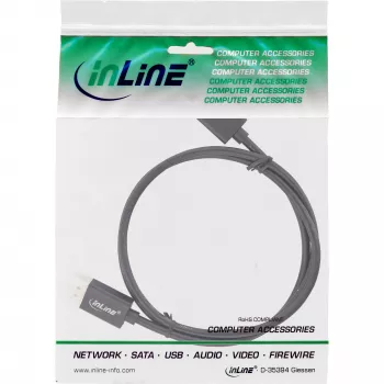 InLine DisplayPort 1.4 kabelis plonas, 8K4K, juodas, auksuoti kontaktai, 0,5 m