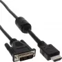InLine HDMI-DVI laidas 19 kontaktų kištukas / 18+1 kištukas + feritinis droselis juodas 1 m