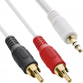 InLine garso kabelis 2x RCA kištukas į 3,5 mm kištuką stereofoninis baltas/auksinis 2 m