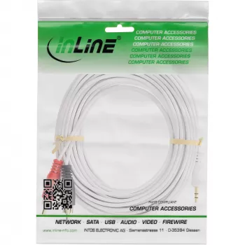 InLine garso kabelis 2x RCA kištukas į 3,5 mm kištuką stereofoninis baltas/auksinis 2 m