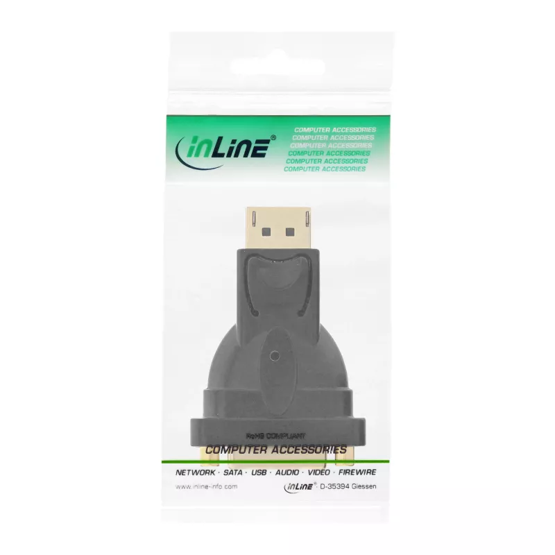 InLine DisplayPort adapteris DisplayPort kištukas į DVI-D 24+1 lizdą juodas