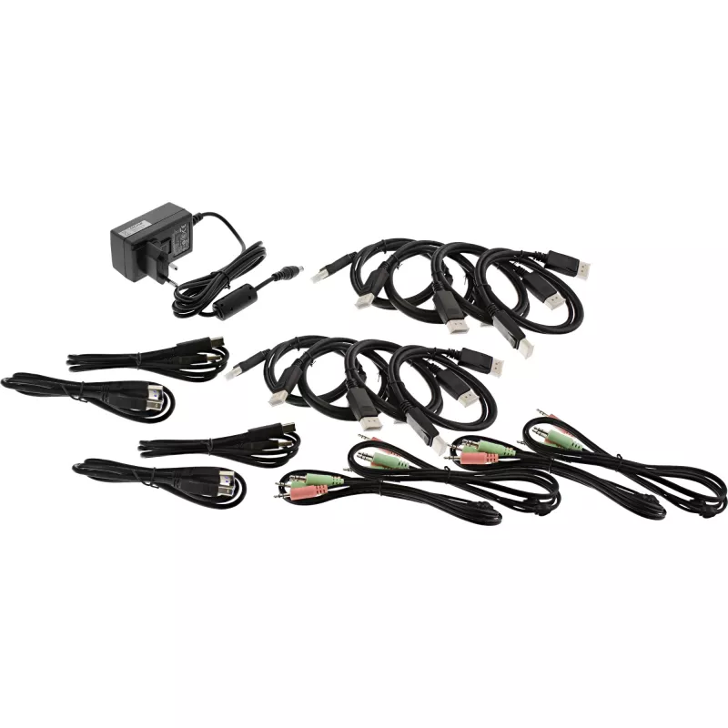 KVM Desktop Switch InLine 63654I 4 prievadų dviejų monitorių DP 1.2 4K USB 3.0 garso