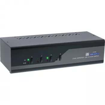 KVM Desktop Switch InLine 62644I 4 prievadų dviejų monitorių DP+HDMI 4K USB 3.0 garsas