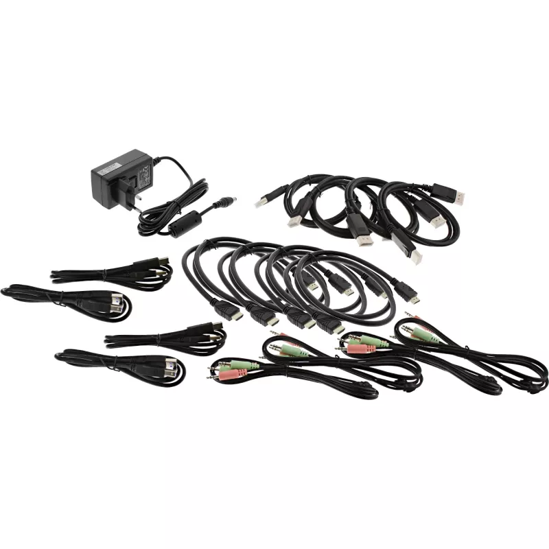 KVM Desktop Switch InLine 62644I 4 prievadų dviejų monitorių DP+HDMI 4K USB 3.0 garsas