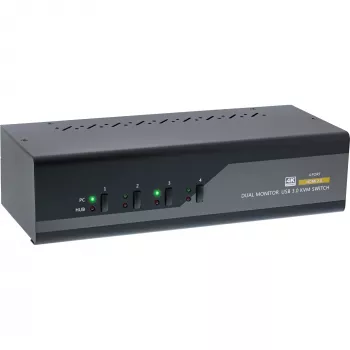 InLine KVM stalinių kompiuterių perjungiklis 62654I 4 prievadų Dviejų monitorių HDMI 4K USB 3.0 Garsas