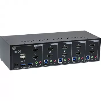 InLine KVM stalinių kompiuterių perjungiklis 62654I 4 prievadų Dviejų monitorių HDMI 4K USB 3.0 Garsas