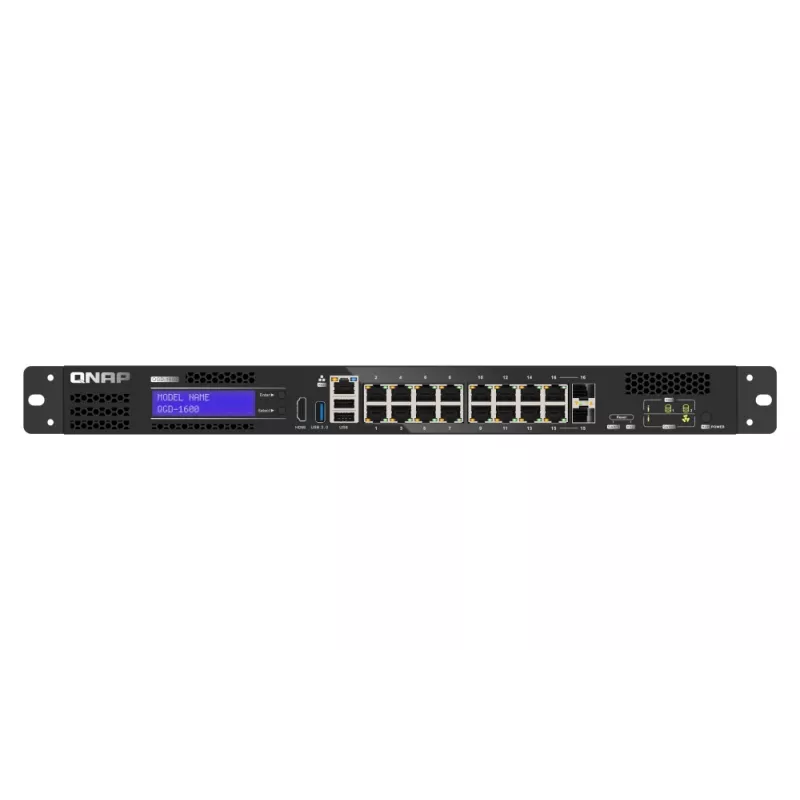 QNAP QGD-1600 valdomas Gigabit Ethernet (10/100/1000) 1U juodos, pilkos spalvos