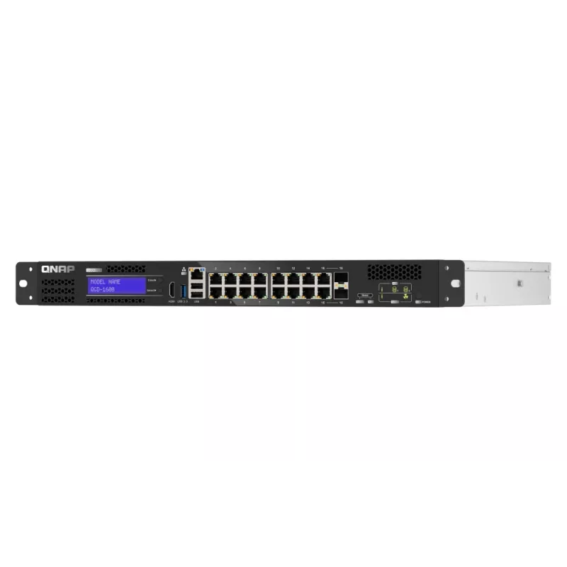 QNAP QGD-1600 valdomas Gigabit Ethernet (10/100/1000) 1U juodos, pilkos spalvos