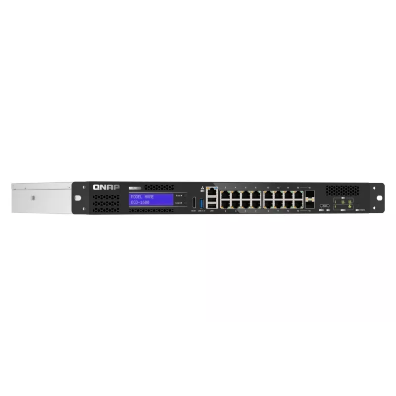 QNAP QGD-1600 valdomas Gigabit Ethernet (10/100/1000) 1U juoda, pilka