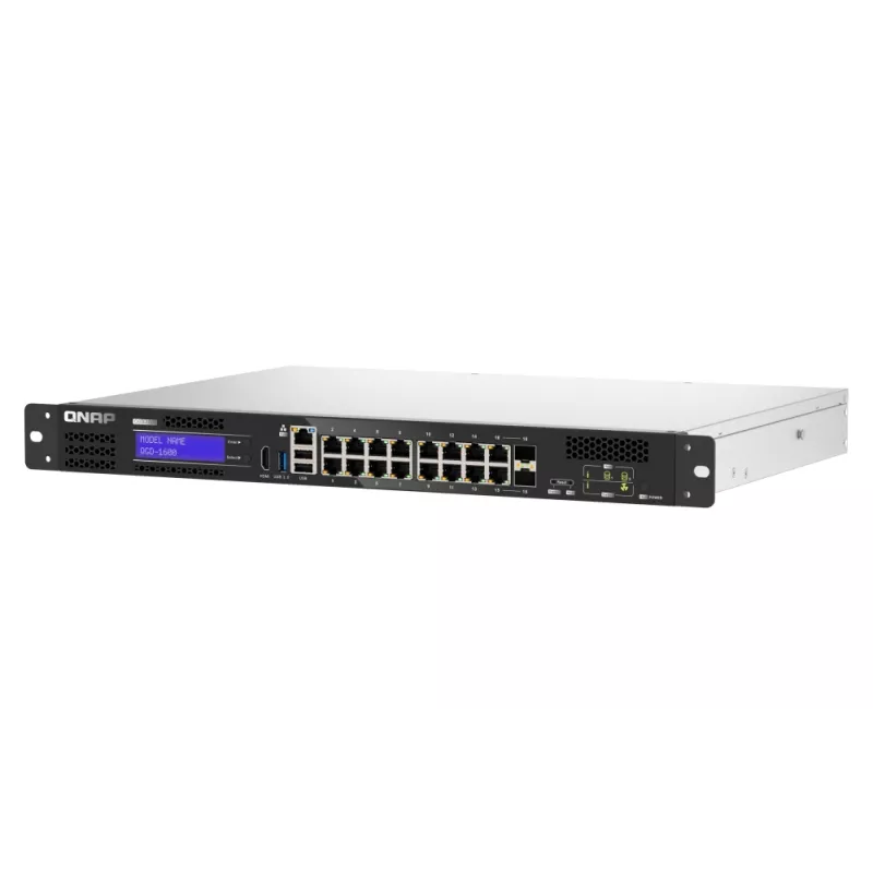 QNAP QGD-1600 valdomas Gigabit Ethernet (10/100/1000) 1U juoda, pilka