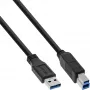 InLine USB 3.2 Gen.1 laidas, A tipo kištukas / B tipo kištukas, juodas, 0,3 m