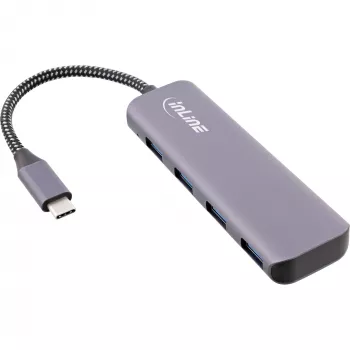 InLine USB 3.2 šakotuvas, USB-C į 4x USB A 10Gb/s, aliuminis, pilkas