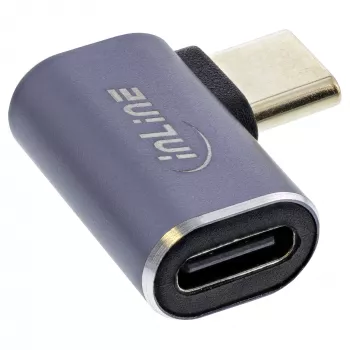InLine USB4 adapteris, USB-C kištukas/lizdas, kampinis dešinį/kairį, aliuminis, pilkas