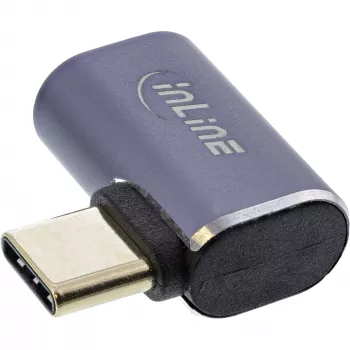 InLine USB4 adapteris, USB-C kištukas/lizdas, kampinis dešinį/kairį, aliuminis, pilkas