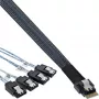 InLine plonas SAS kabelis, SFF-8654 į 4x SATA 7 kontaktų, 12Gb/s, 0,5m