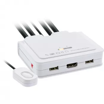 InLine kabelinis KVM jungiklis, 2 prievadų, HDMI, 4K, USB, garso