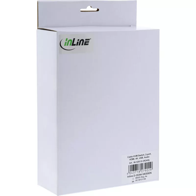 InLine kabelinis KVM jungiklis, 2 prievadų, HDMI, 4K, USB, garso