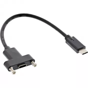 InLine USB 3.2 Gen.2 C laidas su kištuku / lizdu ir jungės tvirtinimu, juodas, 0,20 m