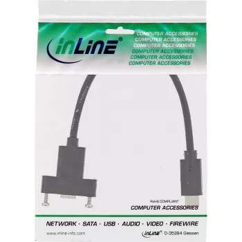 InLine USB 3.2 Gen.2 C laidas su kištuku / lizdu ir jungės tvirtinimu, juodas, 0,20 m