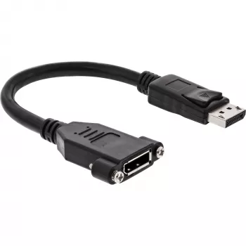 InLine DisplayPort laidas, kištukas–lizdas, su jungę, 0,2 m, juodas