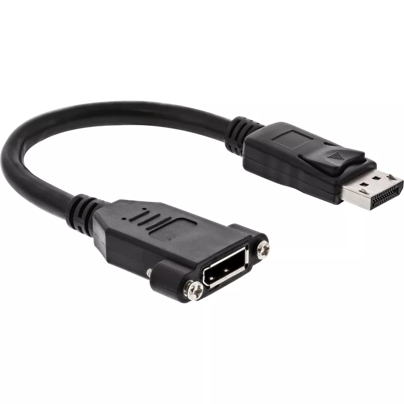 InLine DisplayPort laidas, kištukas–lizdas, su jungę, 0,2 m, juodas