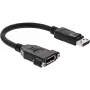 InLine DisplayPort laidas, kištukas–lizdas, su jungę, 0,2 m, juodas