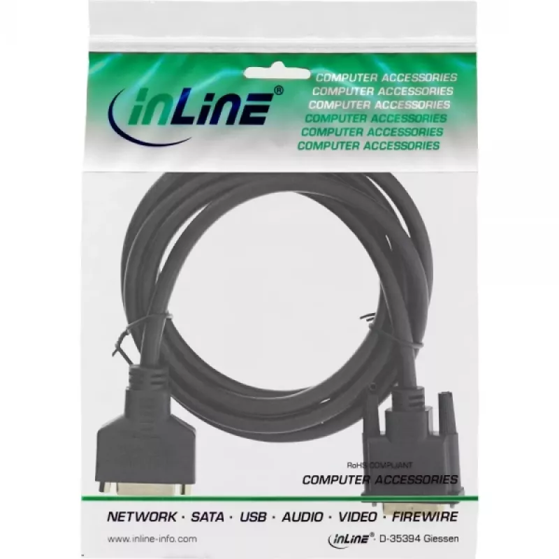InLine DVI-D kabelis Premium 24+1 kištukas į lizdą Dual Link su auksuotais kontaktais 2 m