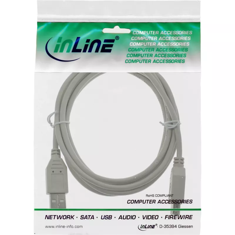 USB 2.0 prailginimo kabelis Type A kištukas/lizdas InLine 34603X smėlio spalvos 3 m