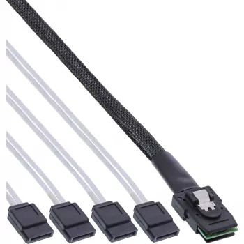 InLine SAS laidas, Mini SAS SFF8087 į 4x SATA, kryžminis, OCF, 0,50 m